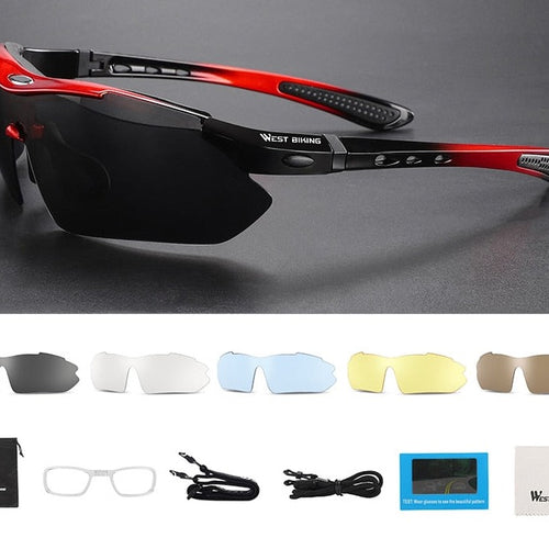Load image into Gallery viewer, Polarized Cycling Glasses 5 Lens Men Women Sports Sunglasses Road MTB Mountain Bike Bicycle Riding Goggles Eyewear
