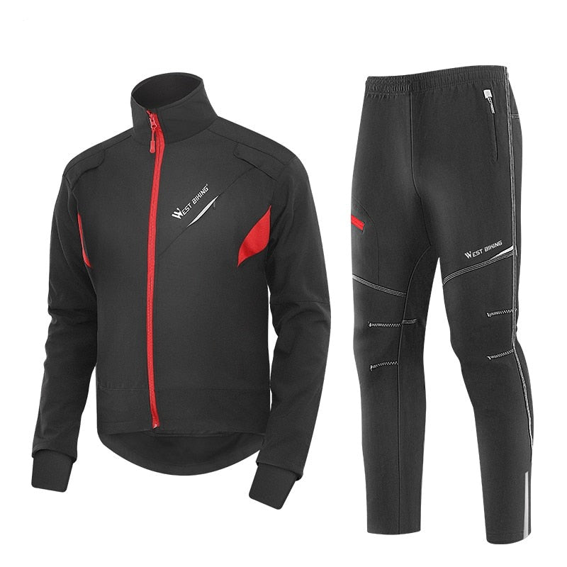 Winter Thermal Cycling Set Bicycle Jacket  Clothes Pants Outdoor Sport Suit Windproof MTB Road Bike Men Sportswear