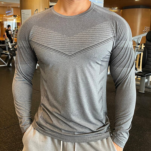 Load image into Gallery viewer, Men Fitness Compression Sport Shirt High Quality Running Long Sleeve Upper Clothing Crew Neck Swearshirt Male Rash Guard Wicking
