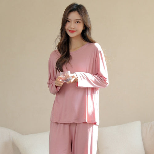 Load image into Gallery viewer, Women&#39;s Pajamas Set Simple Solid Color Soft Viscose Modal Sleepwear Leisure Nightwear Casual 2pcs Homewear Nightie Femme
