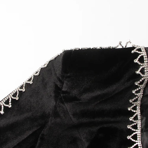 Load image into Gallery viewer, Korean Black Diamonds Blazer For Women V Neck Long Sleeve Open Stitch Solid Minimalist Blazers Female Clothing

