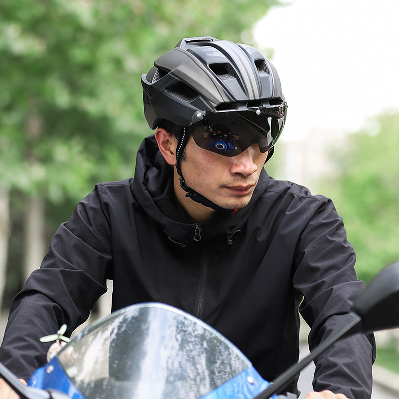 Cycling Helmet With Taillight Goggles Sun Visor Lens Men Women Safety EPS MTB Road Bike Motorcycle Bicycle Helmet