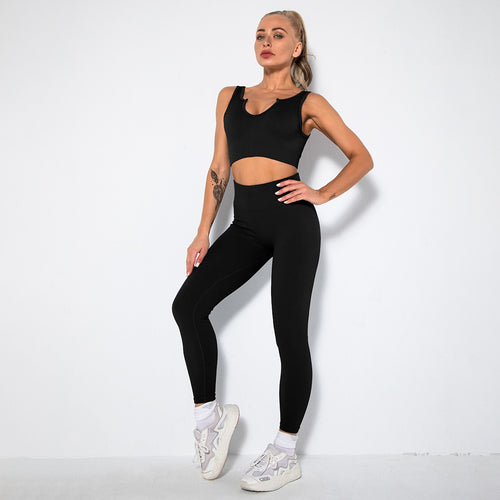 Load image into Gallery viewer, 4Pcs Seamless Yoga Sets Womens 2 Piece Ribbed Workout Outfits Bra Shorts Sports Leggings Matching Sets Fitness Suits Gym Clothes
