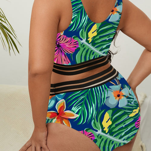 Load image into Gallery viewer, Printed Bikini Plus Size Large Size Swimwear Women Swimsuit Female Two-pieces Bikini set Bather Bathing Suit V3893
