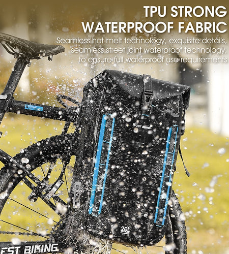 Fully Waterproof TPU Bicycle Bag Foldable Expandable 15-20L Pannier Bike Rear Carrier Bag MTB Accessories Hand Bags