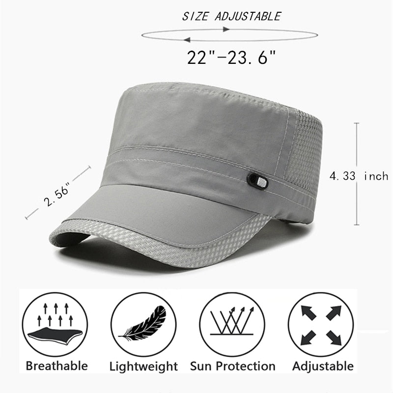 Breathable Men's Military Hats Women's Sunshade Flat Top Snapback Male Summer Cap Mesh Army Sun Baseball Caps Outdoor