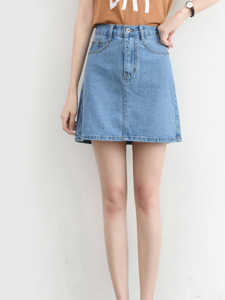 Sexy Women Denim Mini Skirt Fashion Summer High Waist Korean Black Skirt Blue Package Hip Jeans Harajuku Cotton S-3XL