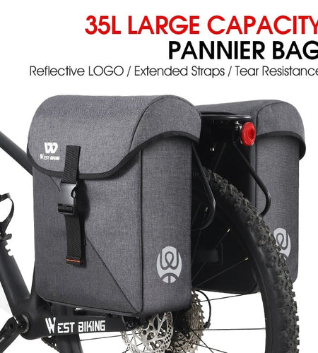 35L Large Capacity Bike Panniers Bicycle Rear Double Sides Bag Cycling Luggage Carrier MTB Cruisers Bike Cargo Bag