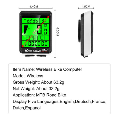 Load image into Gallery viewer, Bicycle Wireless Computer MTB Road Bike Odometer Multifunction Cycling Stopwatch Speedometer Rainproof Bike Computer
