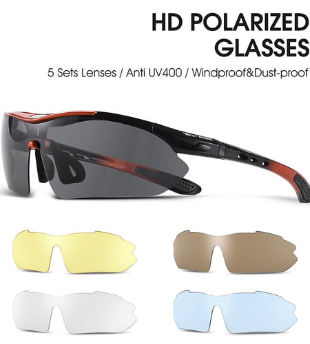5 Lens Polarized Cycling Glasses Men Women Sports Sunglasses Road MTB Mountain Bike Bicycle Riding Goggles Eyewear