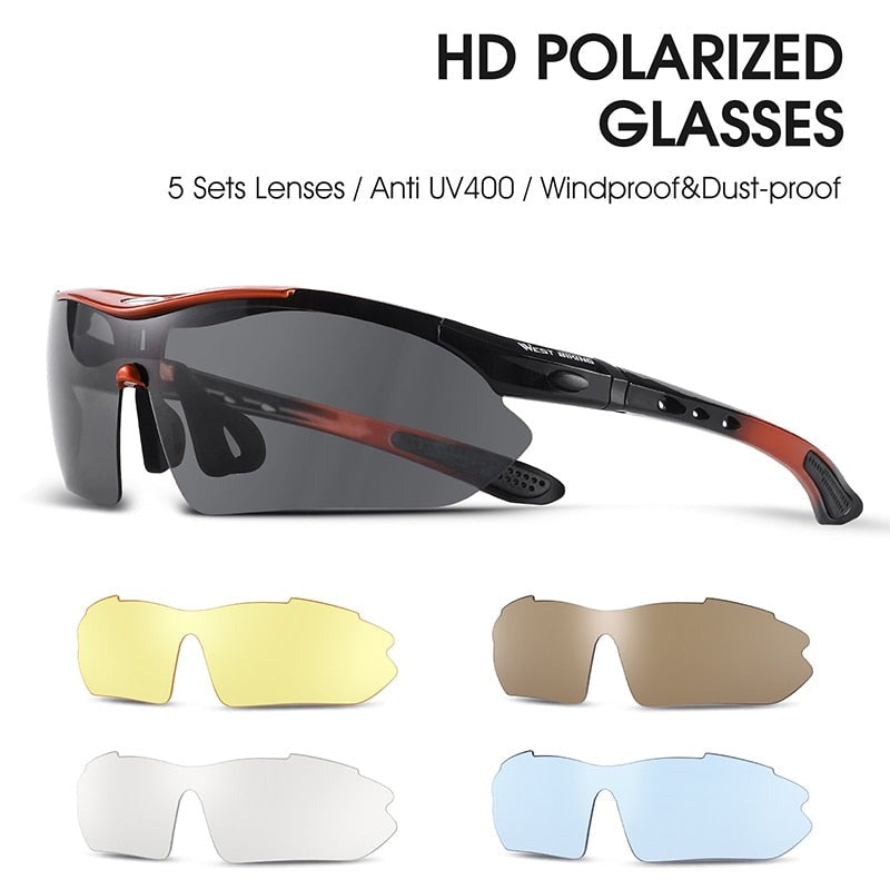 5 Lens Polarized Cycling Glasses Men Women Sports Sunglasses Road MTB Mountain Bike Bicycle Riding Goggles Eyewear