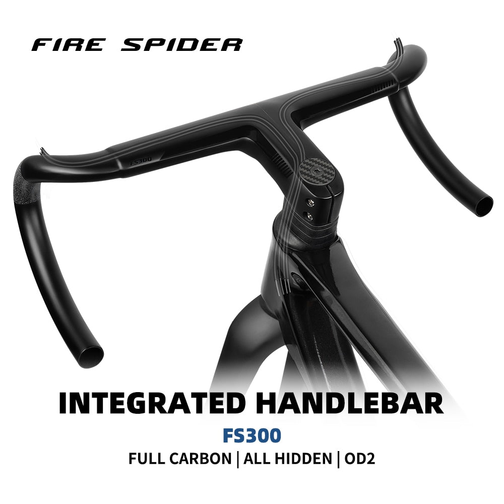 FIRE SIPDER T1000 Carbon Fiber Road Handlebar Ultralight Racing Bike Drop Bent Bar Internal Wiring Road Bike Integrated Handle