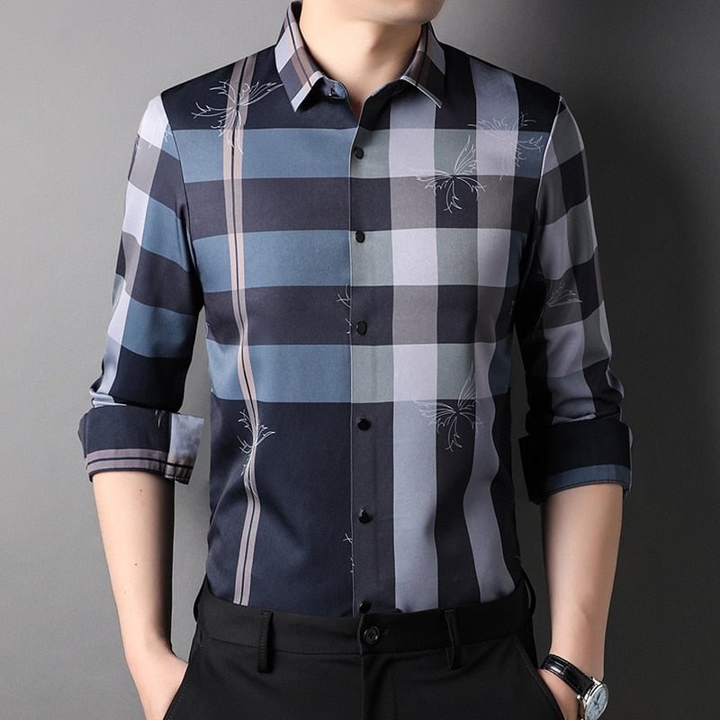 Top Grade Luxury Slim Fit Designer Trending Striped Shirts For Men Brand Fashion Shirt Long Sleeve Casual Men Clothes