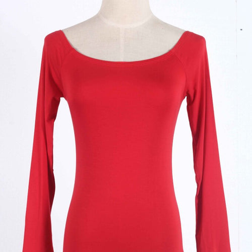 Load image into Gallery viewer, Sexy Off Shoulder Solid Color Long Sleeve Shirt-women-wanahavit-red-S-wanahavit
