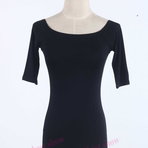 Load image into Gallery viewer, Sexy Off Shoulder Solid Color Long Sleeve Shirt-women-wanahavit-black half sleeve-L-wanahavit
