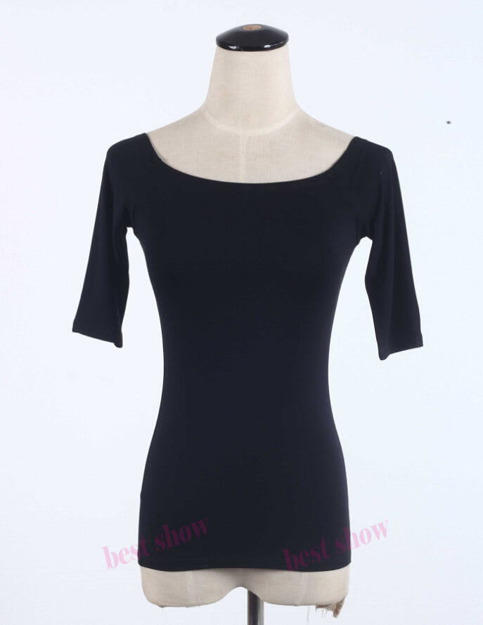Sexy Off Shoulder Solid Color Long Sleeve Shirt-women-wanahavit-black half sleeve-L-wanahavit