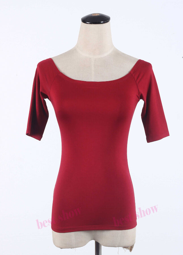 Sexy Off Shoulder Solid Color Long Sleeve Shirt-women-wanahavit-wine red half-S-wanahavit