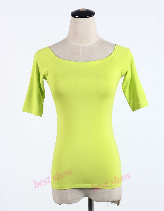 Sexy Off Shoulder Solid Color Long Sleeve Shirt-women-wanahavit-neon green half-S-wanahavit