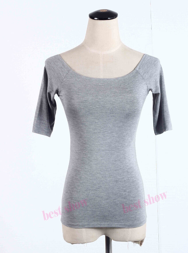 Sexy Off Shoulder Solid Color Long Sleeve Shirt-women-wanahavit-light gray half-S-wanahavit
