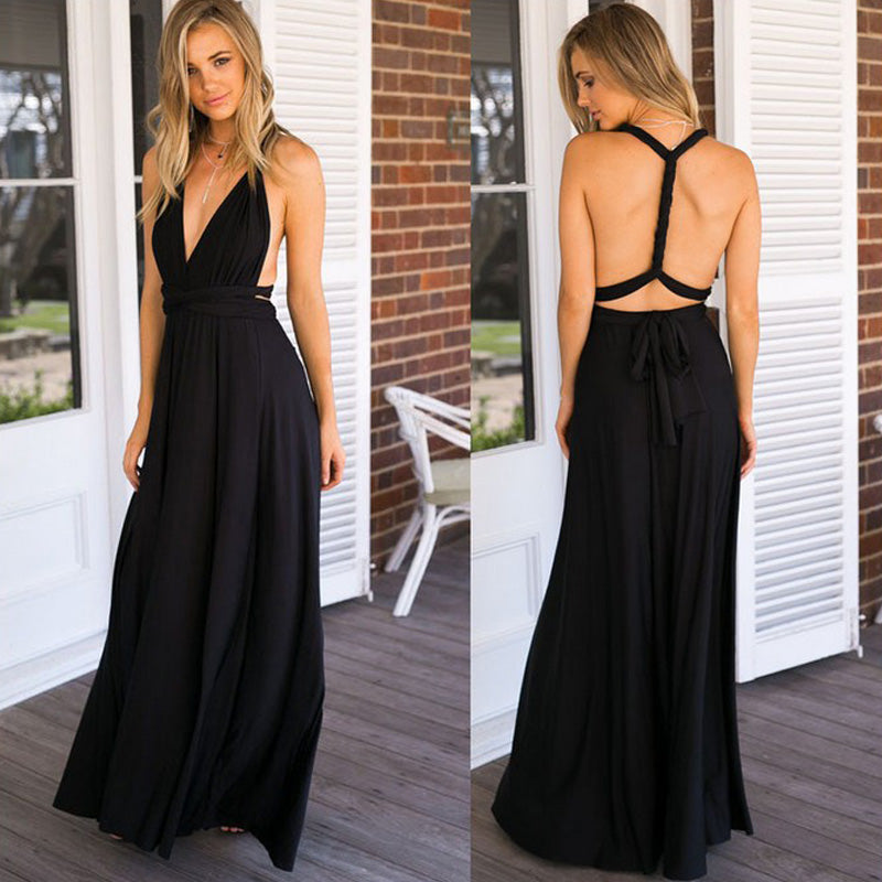 Elegant Multiway Convertible Wrap Maxi Dress-women-wanahavit-Black-S-wanahavit