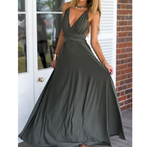 Load image into Gallery viewer, Elegant Multiway Convertible Wrap Maxi Dress-women-wanahavit-Dark Gray-S-wanahavit
