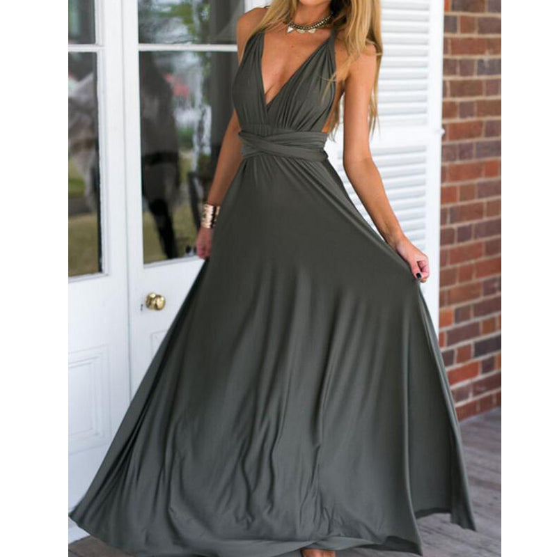 Elegant Multiway Convertible Wrap Maxi Dress-women-wanahavit-Dark Gray-S-wanahavit