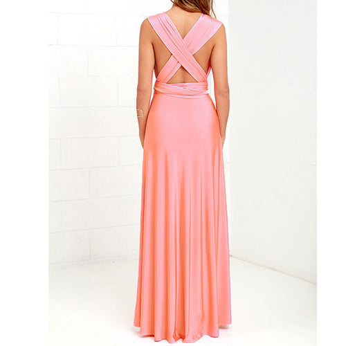 Load image into Gallery viewer, Elegant Multiway Convertible Wrap Maxi Dress-women-wanahavit-Pink-S-wanahavit
