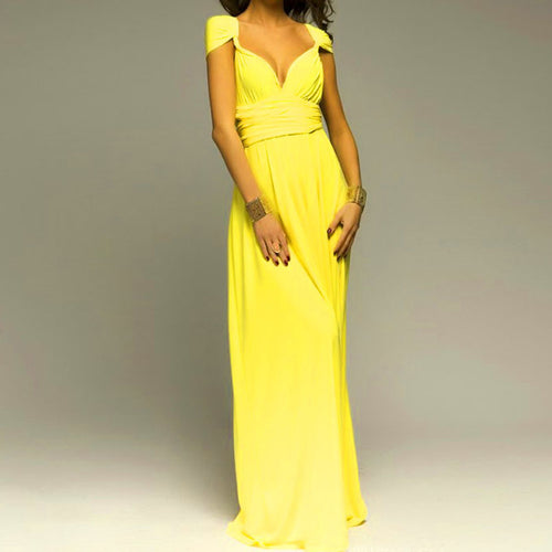 Load image into Gallery viewer, Elegant Multiway Convertible Wrap Maxi Dress-women-wanahavit-Yellow-S-wanahavit
