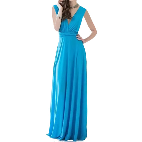 Load image into Gallery viewer, Elegant Multiway Convertible Wrap Maxi Dress-women-wanahavit-Emerald-S-wanahavit
