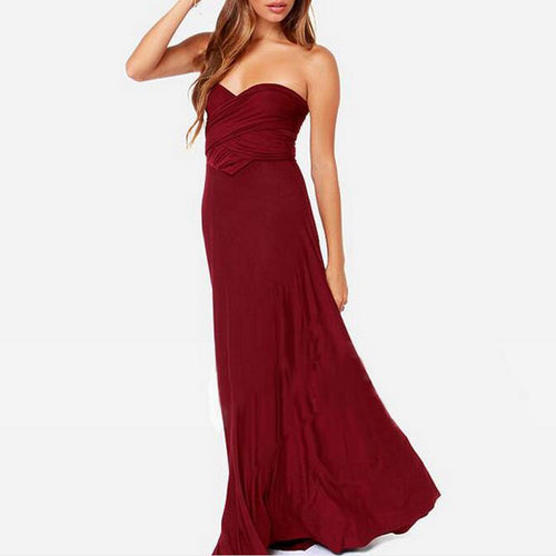 Load image into Gallery viewer, Elegant Multiway Convertible Wrap Maxi Dress-women-wanahavit-ine Red-S-wanahavit
