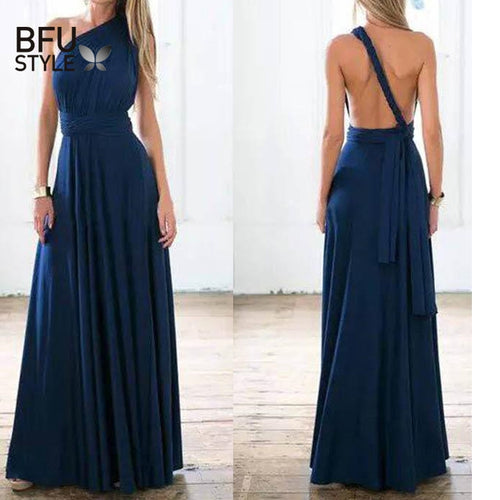 Load image into Gallery viewer, Elegant Multiway Convertible Wrap Maxi Dress-women-wanahavit-Navy Blue-S-wanahavit
