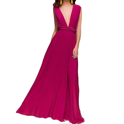 Load image into Gallery viewer, Elegant Multiway Convertible Wrap Maxi Dress-women-wanahavit-Rose Red-S-wanahavit
