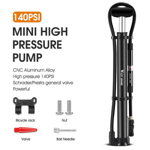 Load image into Gallery viewer, Super Long Hose Bike Pump Mini Portable Bicycle Foot Pump with Pressure Gauge Presta &amp; Schrader Valve Cycling Fork Tire Air Pump

