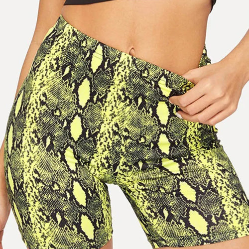 Load image into Gallery viewer, Sexy Women Summer Shorts Snake Print High Waist Shorts Elastic Waist Short Trousers Women Trousers Pantalones Cortos Mujer
