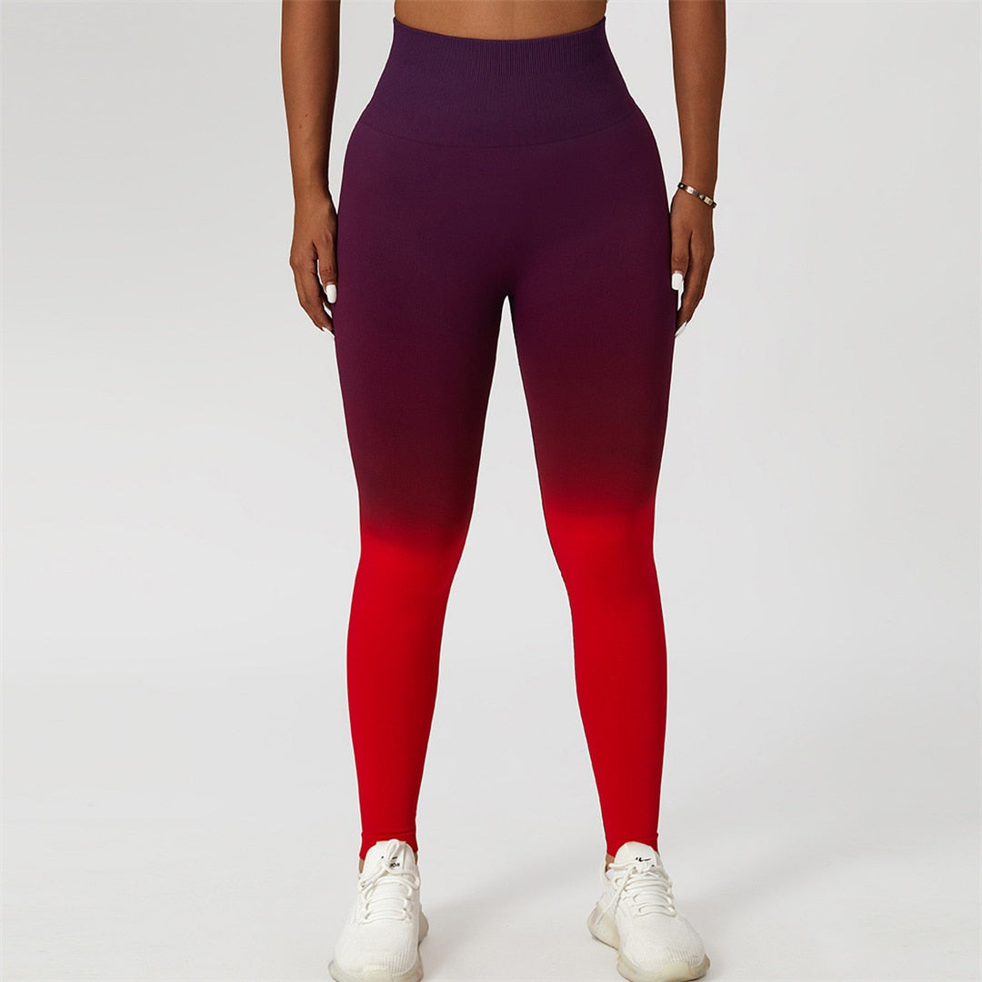 Women Yoga Pants Seamless Leggings Gradient High Waist Pants Push Up Workout Gym Running Fitness Scrunch Butt Sexy Leggings A082