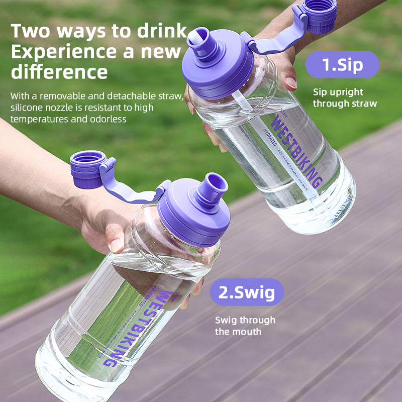 2 Liter Transparent Sport Water Bottle Portable MTB Road Bike Bottle Cycling Running Gym Fitness 2L Straw Bottle