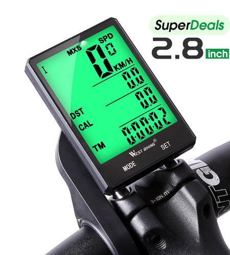 2.8" Large Screen Bicycle Computer Waterproof Wireless Wired Bike Computer Speedometer Odometer Cycling Stopwatch