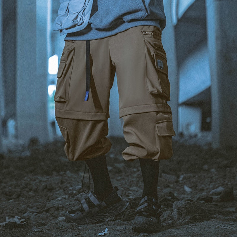 Hip Hop Function Tactical Cargo Pants Men Multi Pocket Joggers Trousers Elastic Waist Fahsion Streetwear Pant