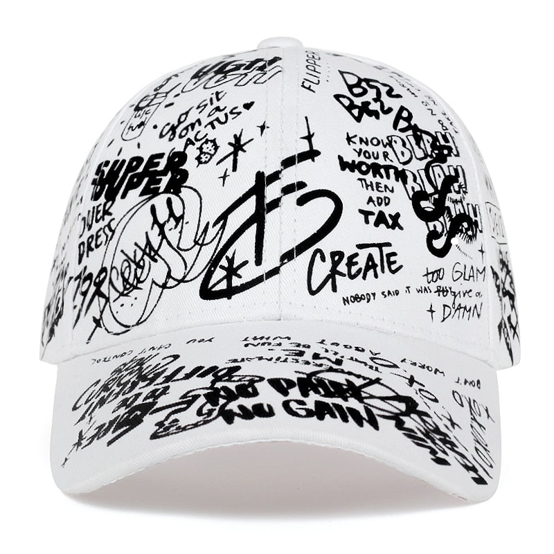 Graffiti printing baseball cap Adjustable cotton hip hop street hats Spring summer outdoor leisure hat Couple caps