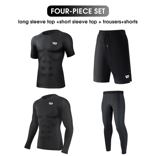 Load image into Gallery viewer, 5Pcs Sport Suits Men&#39;s Compression Pants Shirt Top Long Sleeve Jacket Athletic Sets Gym Clothing Mens Workout
