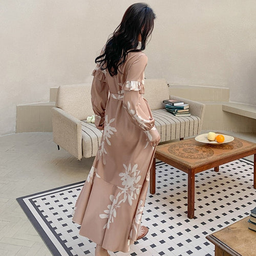 Load image into Gallery viewer, High Quality Women&#39;s Pajamas Long Robe Fishtail Skirt Sleepwear Satin Bathrobe Homewear Luxury Nightwear peignoir femme
