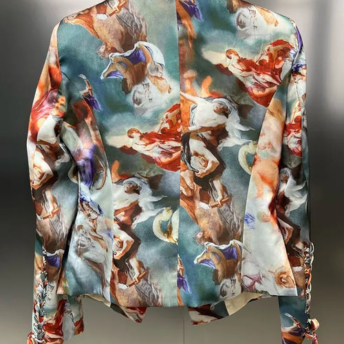 Load image into Gallery viewer, Slimming Casual Blazers For Women Notched Collar Long Sleeve Tunic Hit Color Printing Blazer Female Fashion
