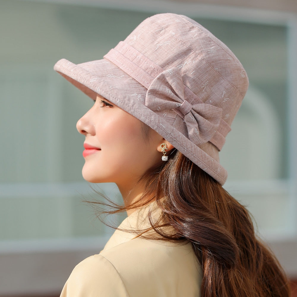 Woman Summer Hats With Visor Hat Fashion Bow Design Sun Hat Travel Mesh Bucket Hat