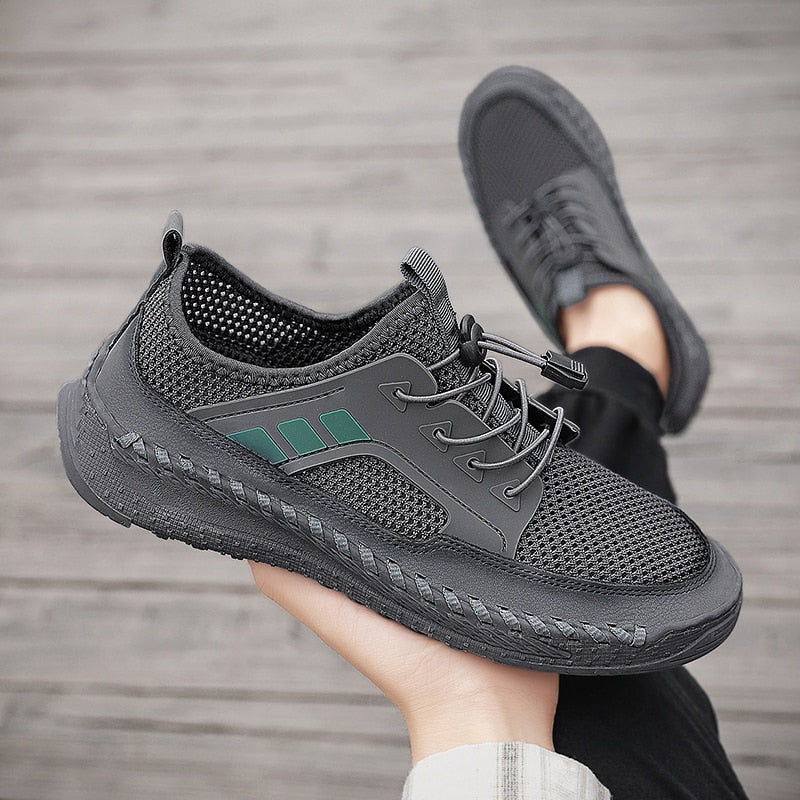 Men Casual Shoes Lace Up Summer Men Sneakers Breathable Mens Loafers Moccasins Luxury Brand Mesh Mens Low Shoes Big Size 38-46