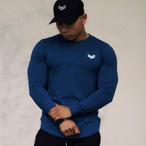Load image into Gallery viewer, Casual Long Sleeve T-shirt Men Gym Fitness Workout Skinny Shirt Autumn Male Cotton Bodybuilding Tee Tops Sport Training Clothing
