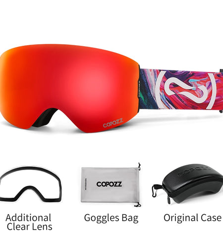 Magnetic Professional Ski Goggles UV400 Protection Anti-Fog Ski Glasses For Men Women Quick-Change Lens Snowboard Goggles