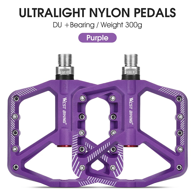 Ultralight Nylon Bicycle Pedals DU Sealed Bearings MTB Road BMX Pedals Non-Slip Waterproof Bike Part Flat Pedals