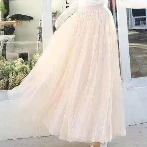 Load image into Gallery viewer, Elegant Women Tulle Skirt  Korean Fashion Mesh White A Line Ladies Pleated Skirt Summer Chic High Waist Black Party Faldas
