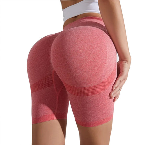 Load image into Gallery viewer, Push Up Biker Shorts Women Seamless Patchwork Mesh Workout Shorts Fitness High Waist Running Gym Clothing Outfit Sportswear
