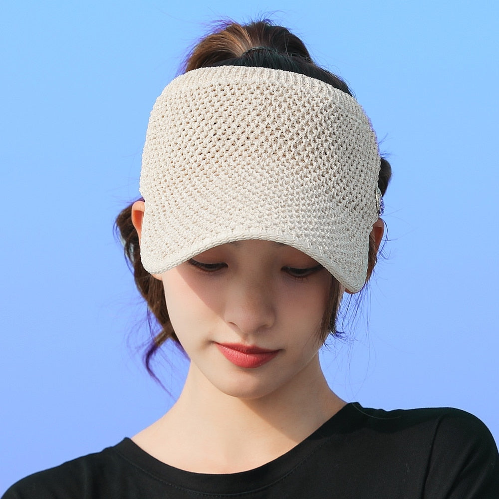 Women Color Matching Casual Spring And Autumn Hat Fashion  Letter Design Empty Top Cap For Female Knitted Hat